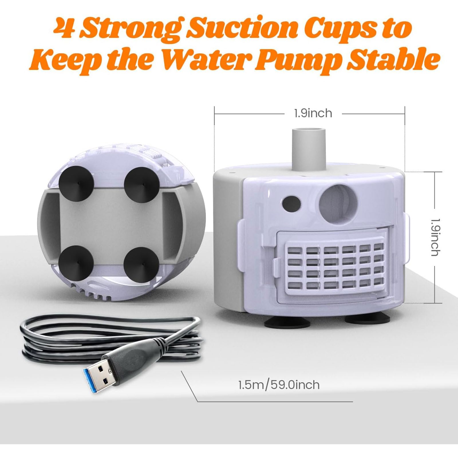 esmen Fuente de Agua para Gatos de Acero Inoxidable, Bomba de Agua de Repuesto ultrasilenciosa con Interfaz USB para Fuente para Mascotas