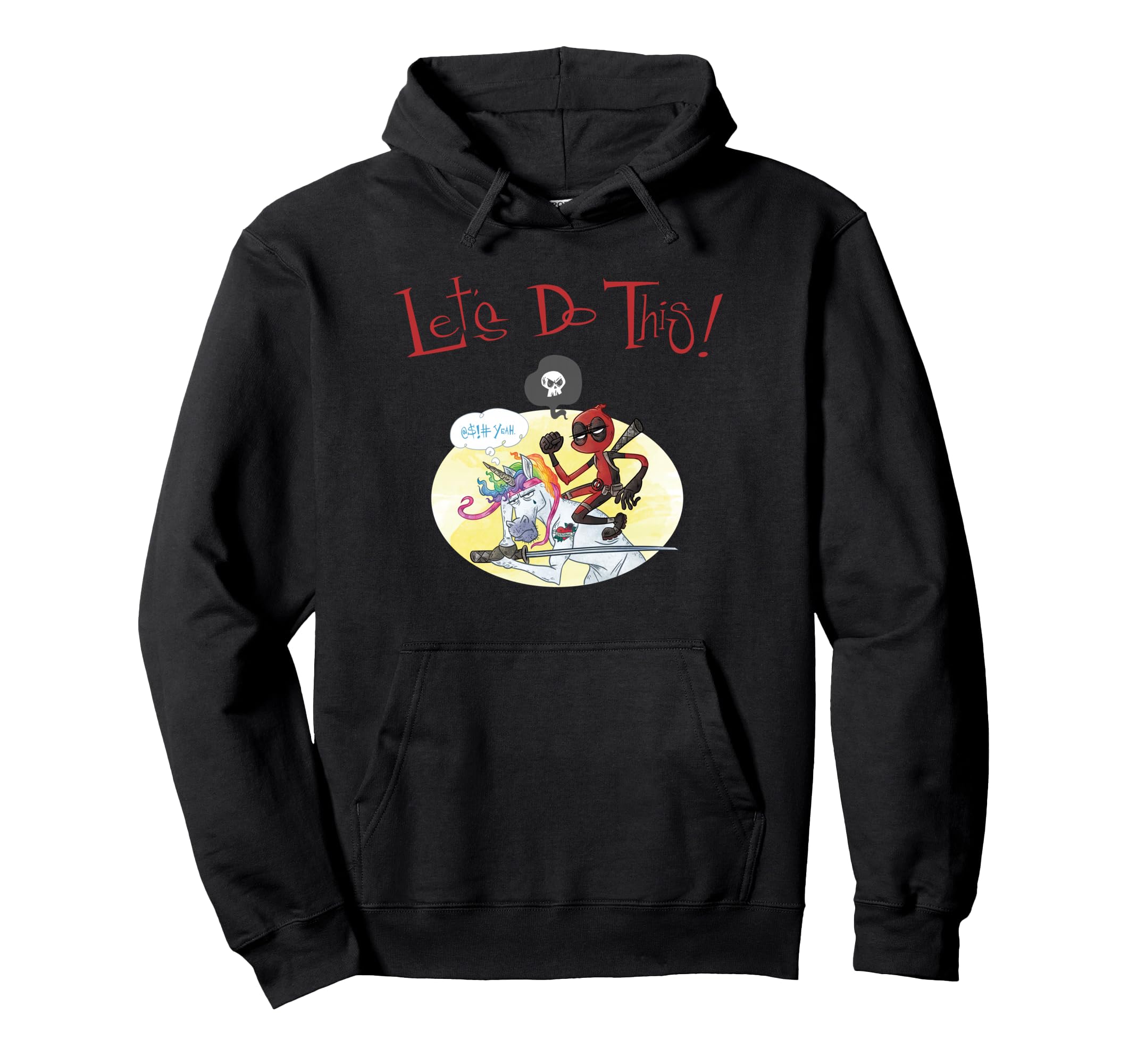 Sweat Deadpool Unicorn Let's Do This : sweat à capuche Marvel noir unisexe