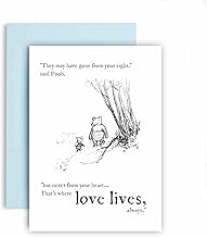 Huxters Sympathy Card – Pooh and Piglet Loss and Remembrance – Never from Your Heart – Sorry for Your Loss, Thinking of You, Condolences (Heart)