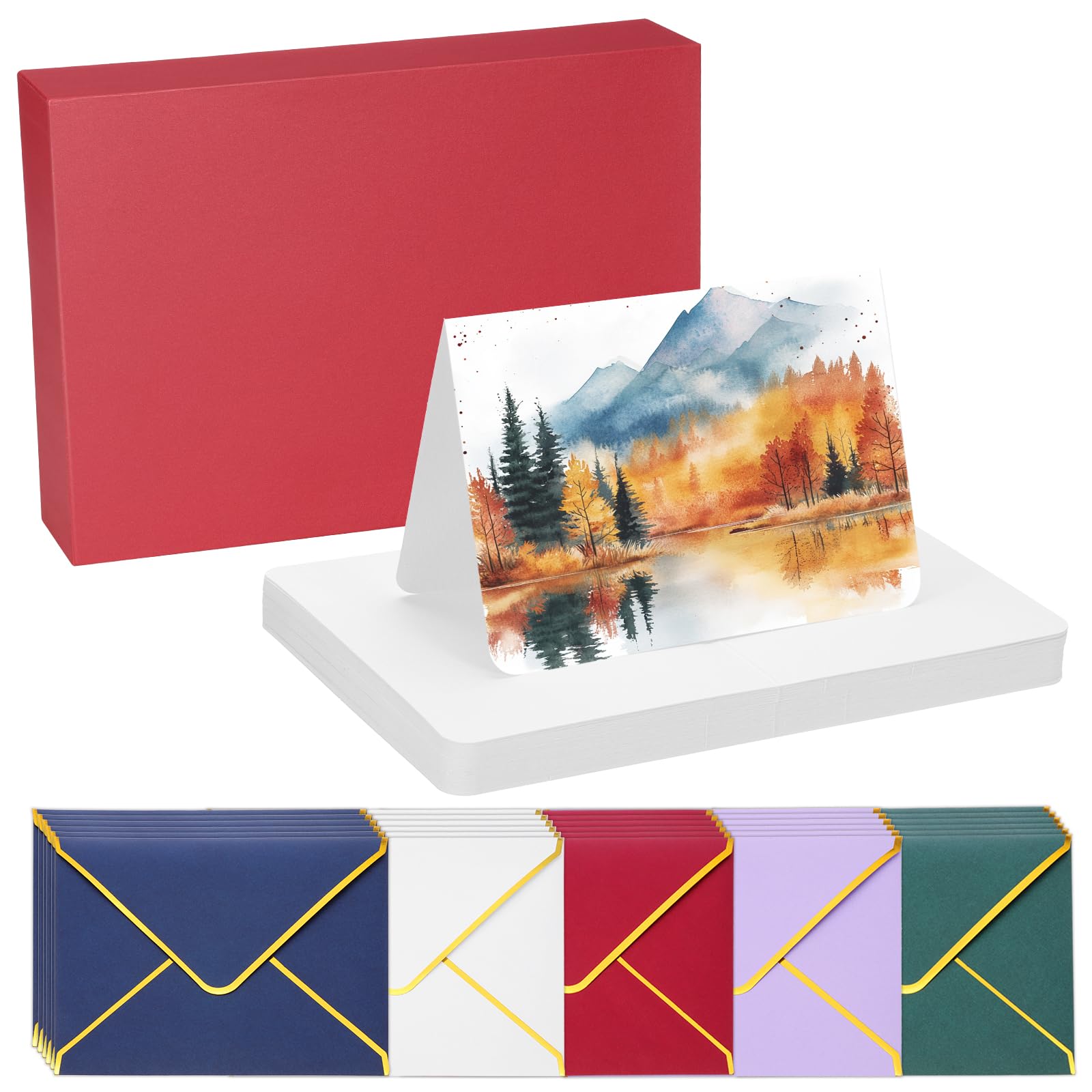 Tarjetas de acuarela 140 lb postales de algodón de 300 GSM con sobres PATIKIL Rojo 8