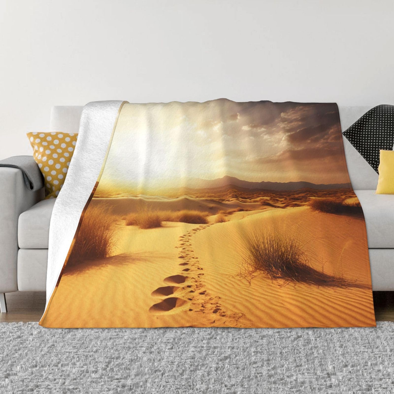 Couverture polaire douce Golden Desert, le plaid en peluche qui réconforte toute la famille