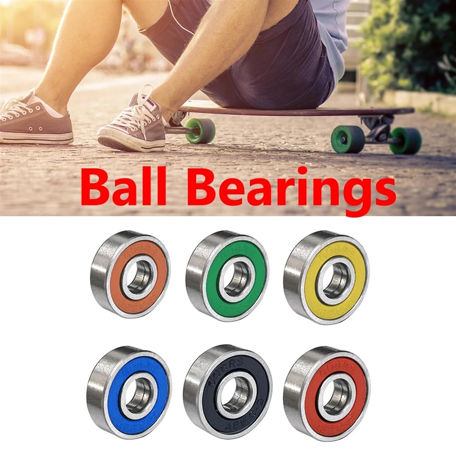 10pcs Ball Bearings Deep Groove 608rs ABEC-9 Inline Roller Skate Bearing Carbon Steel Roller Skate Wheel Bearings for Skateboard(Green)