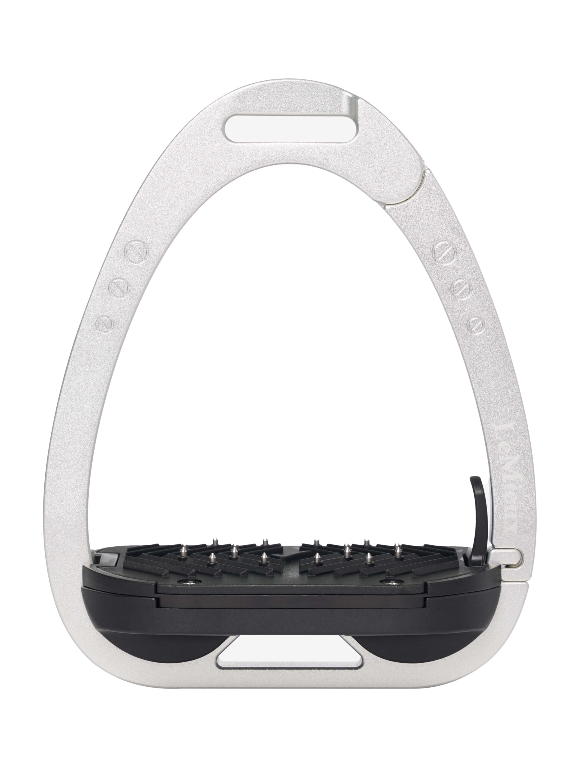 LeMieux Vector Balance Stirrup - New Generation - Spring Loaded Hinged Arm - 5° Tilted Ergonomic Footplate - Aluminium