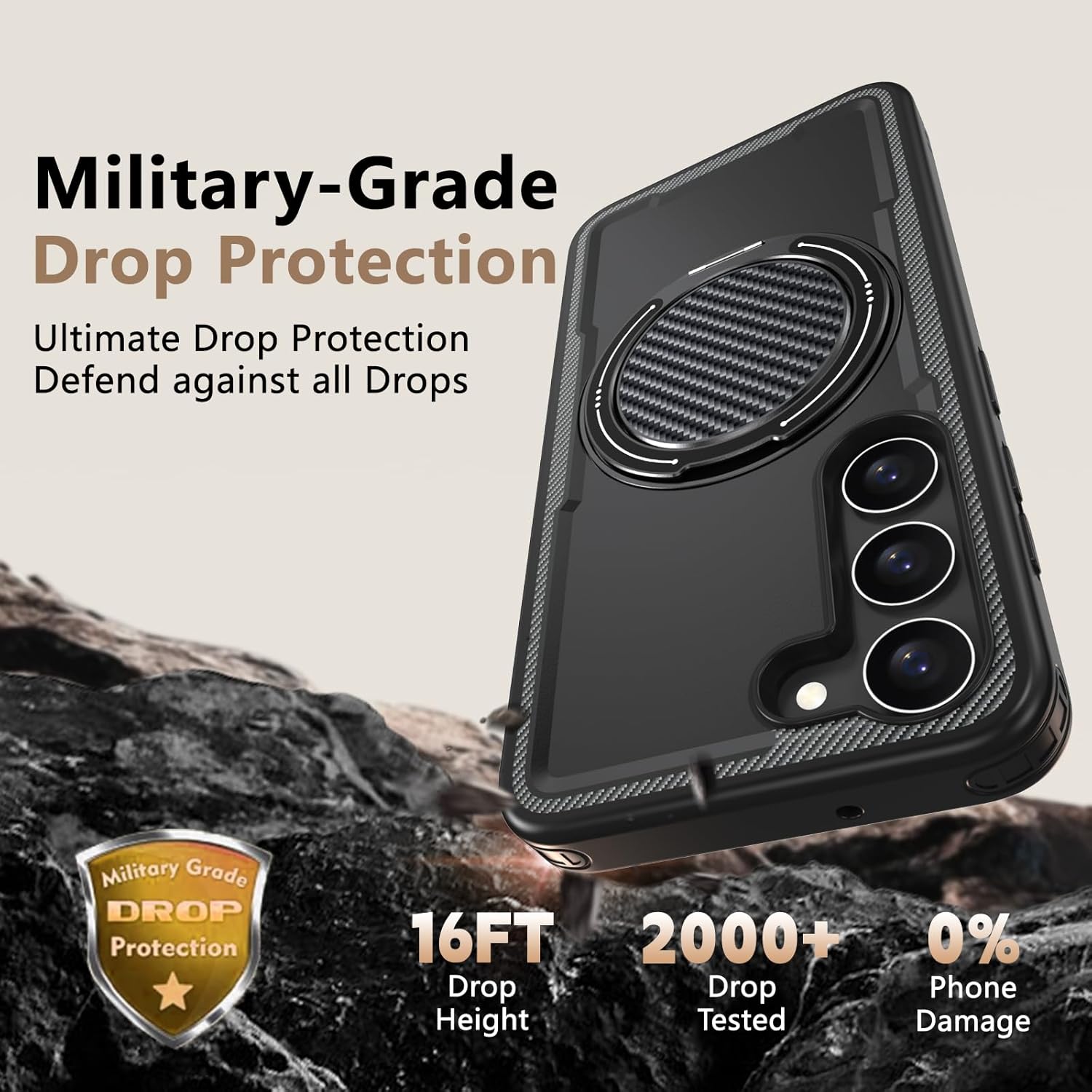 for Galaxy-S23 Case: [𝗡𝗼𝘁 𝗙𝗶𝘁 𝗦𝟮𝟯 𝗣𝗟𝗨𝗦] 2X Screen Protectors, 360° Rotatable Stand, Military-Grade Dual-Layer Protection, Slim Fit Phone Case for Samsung Galaxy S23, Black - Image 5