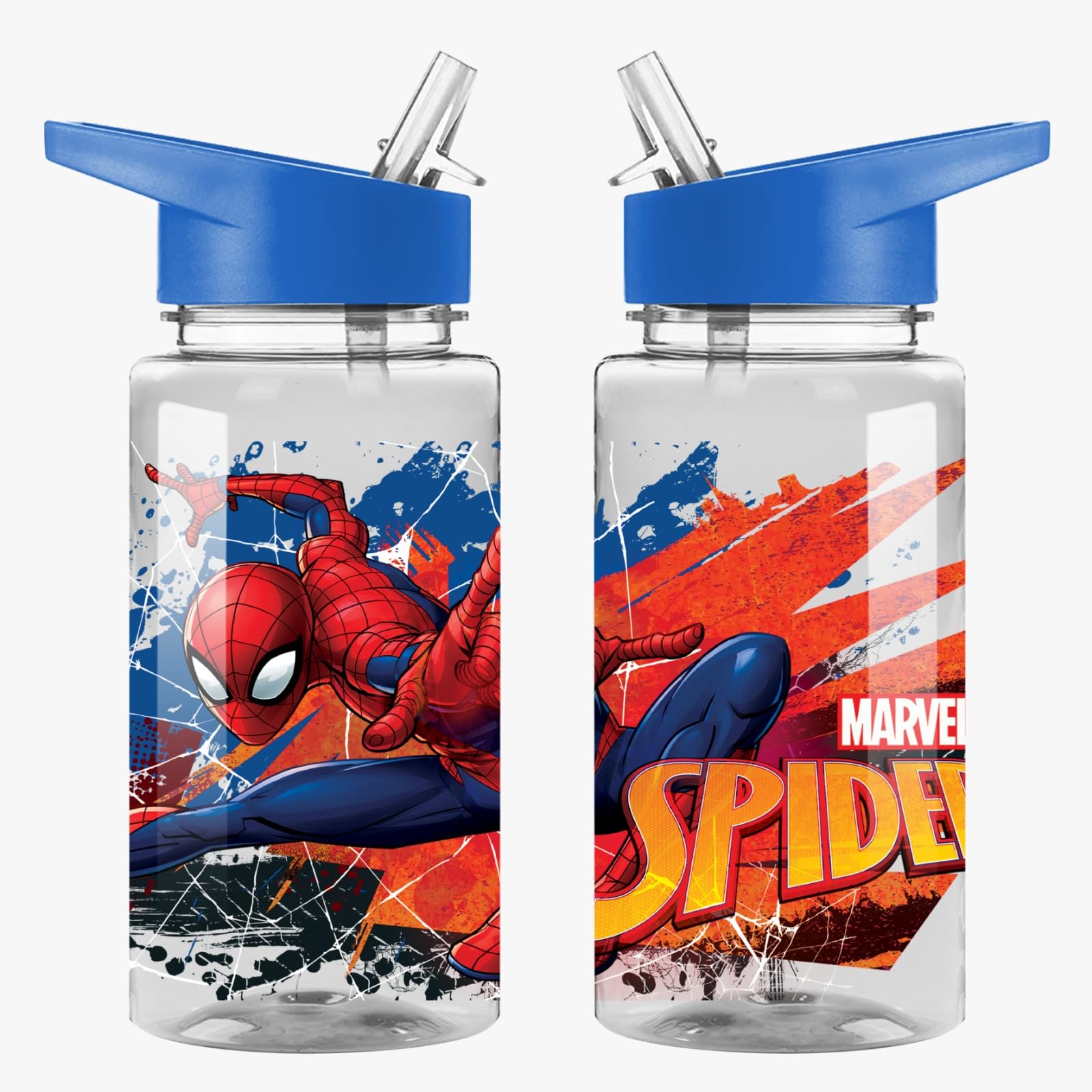TDL Official Kids Water Bottle 450ml – BPA-Free, Leakproof, Flick-Top Lid – Official Character Design Bottle for School, Nursery, Travel & Sports (Spider-man)