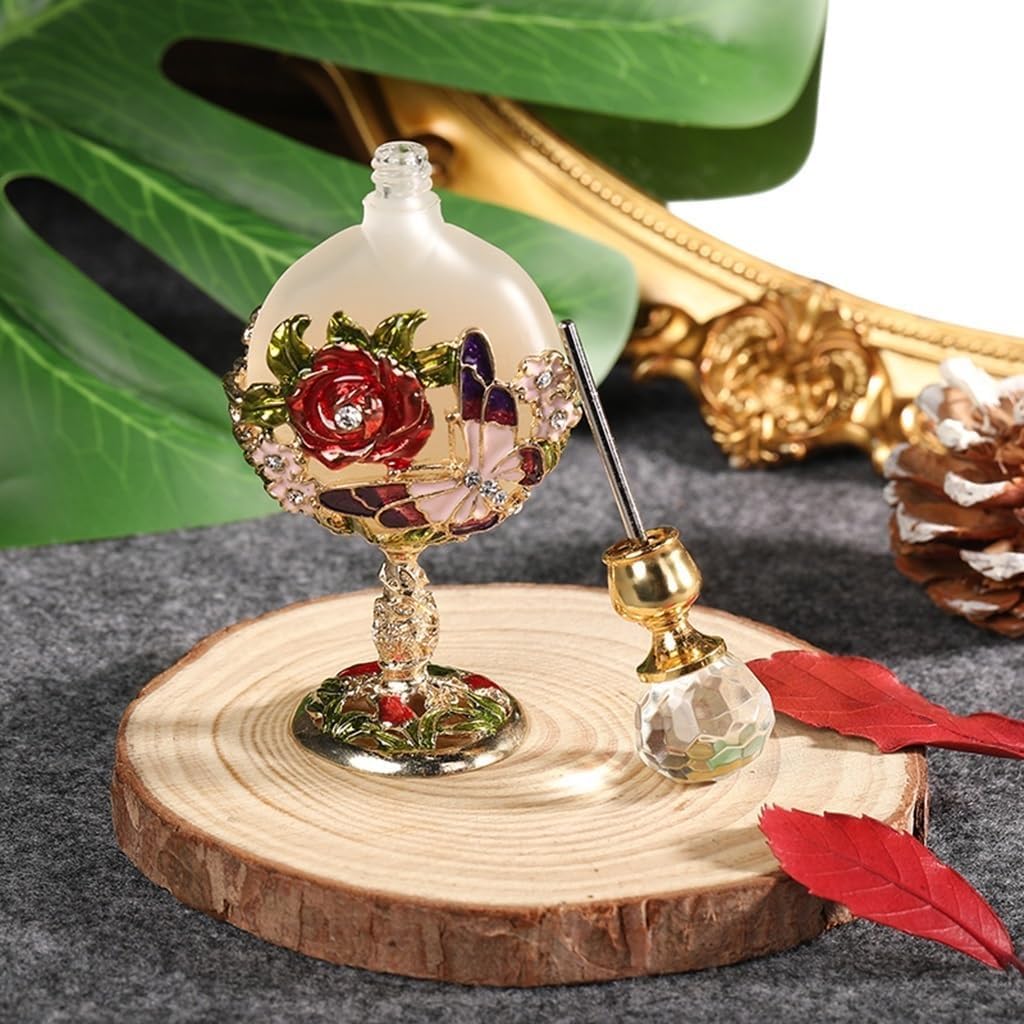 Bottiglia di profumo vintage, vuota ricaricabile da 7 ml con decorazioni fantasia da viaggio