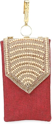 Vanya Handicraft Collection Women’s LONGING TO BUY Pearl Clutch Silk Saree Clutch Mobile Pouch Waist Clip Ladies Purse Gift