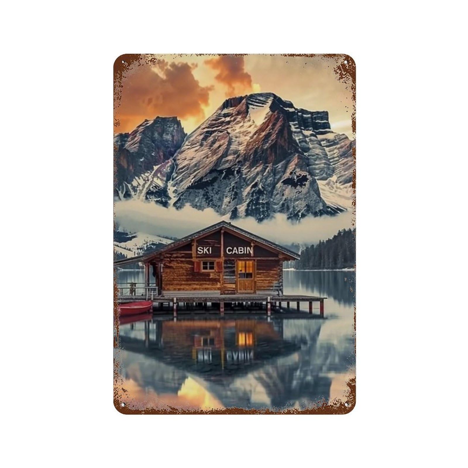 HDURYEYRYY Mountain Ski Cabin 04 Wall Retro Iron Vintage Art Metal Tin Sign Poster Modern Home Cofffee Club Art Bar Shop Decor Style 30x20cm