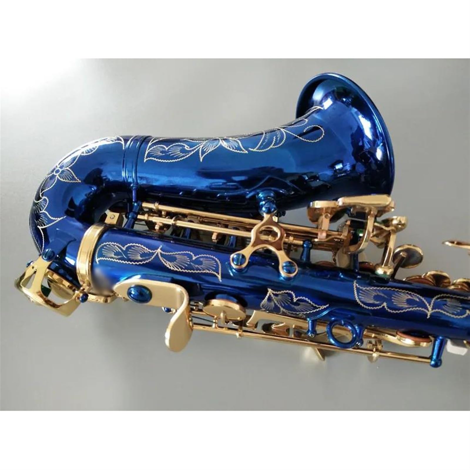 sassofono Sassofono Soprano Curvo Blu B Piatto In Ottone Nero Oro Sax Con Custodia Per Bocchino