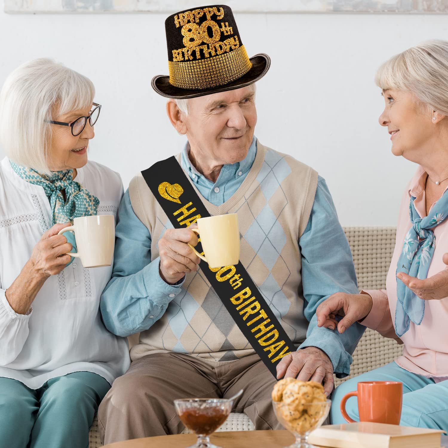 80th Birthday Gifts for Men,80th Birthday Party Hat,80th Birthday Sash for Men,80 Year Old Birthday Hat,80 Birthday Sash,80 Birthday Party Decorations