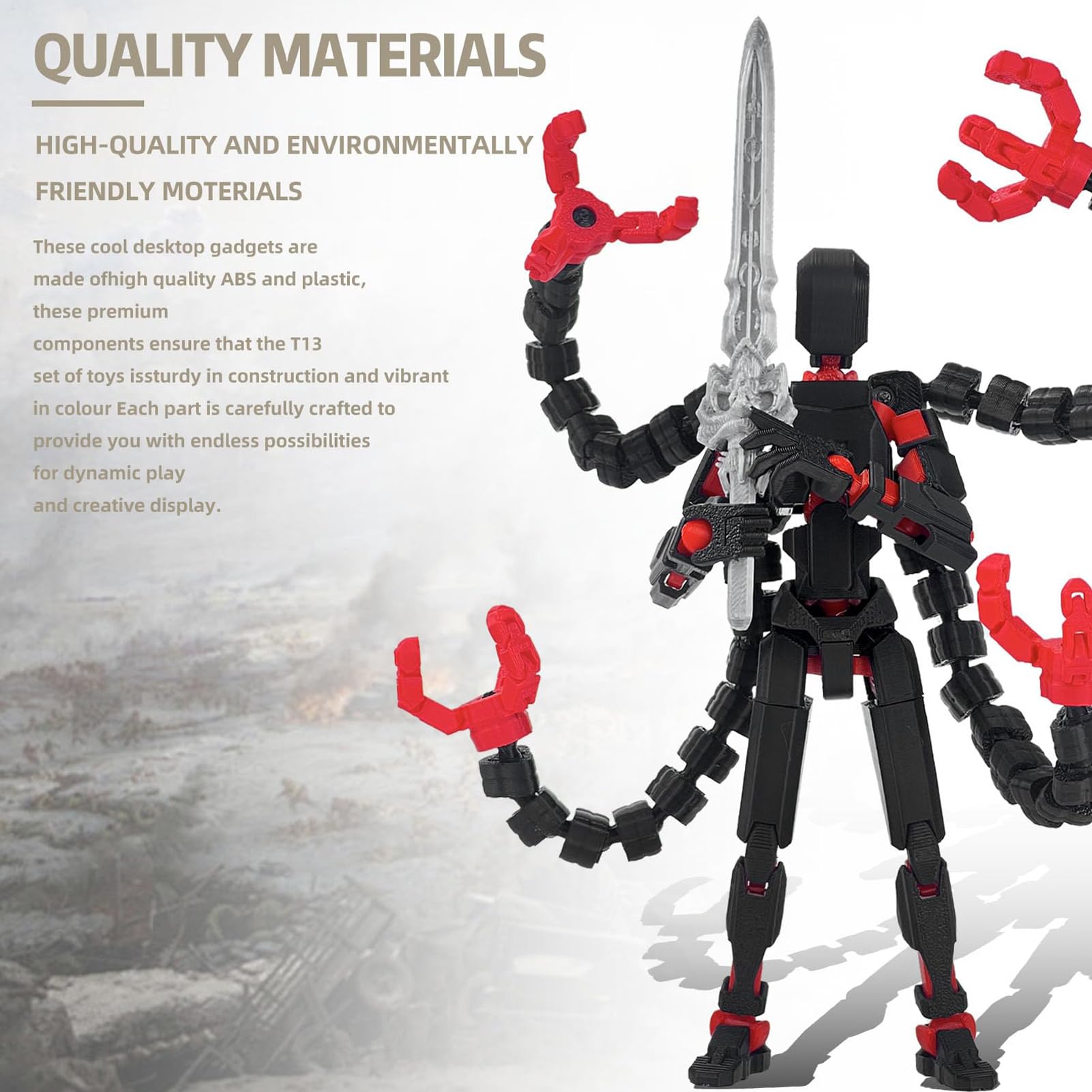 3D Printed Mannequin Toys, Action Figure Already Assembly, Multis-Jointed Movable Model With 3 Hand Types And 7 Tool Options - Image 2