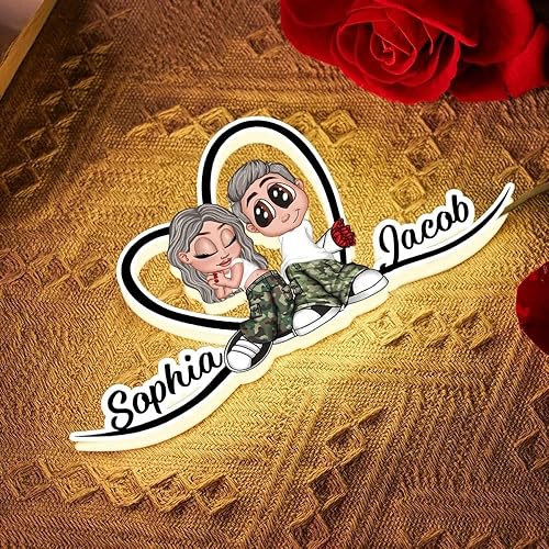 Miniatura 4 de Y2K - Forma de corazón para pareja con nombres, caja de luz personalizada, regalo para él, regalo para ella, regalos para San Valentín