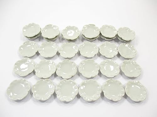 Miniatura 3 de Plato de flor de vieira blanca de 0.787x0.787 in plato de plato de casa de muñecas suministro de cerámica en miniatura 12789