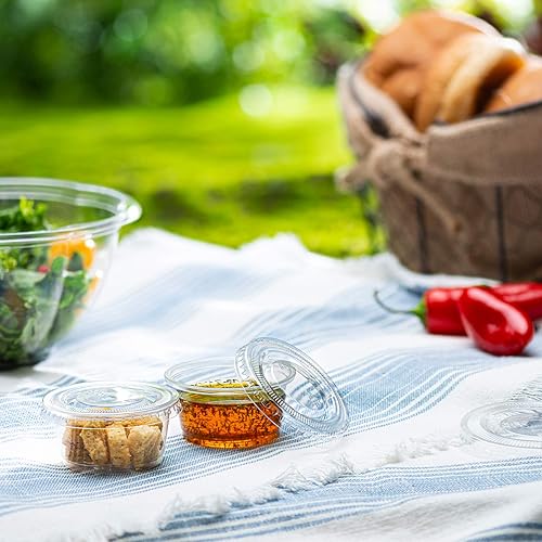 Miniatura 21 de Vasos de porciones con tapas (1 onza, paquete de 100 unidades) | Vasos de plástico desechables para preparación de comidas, control de porciones,