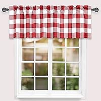 Vista 31 de Simple Deluxe Paquete de 4 cenefas opacas de cuadros búfalo para ventanas de cocina, sala de estar, casa de campo, dormitorio, cenefa de cortina