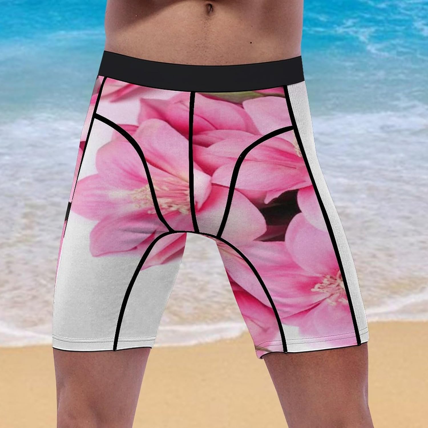 Beautiful Flowers Compression Shorts Men Spandex Sport Shorts Workout Performance Baselayer Underwear