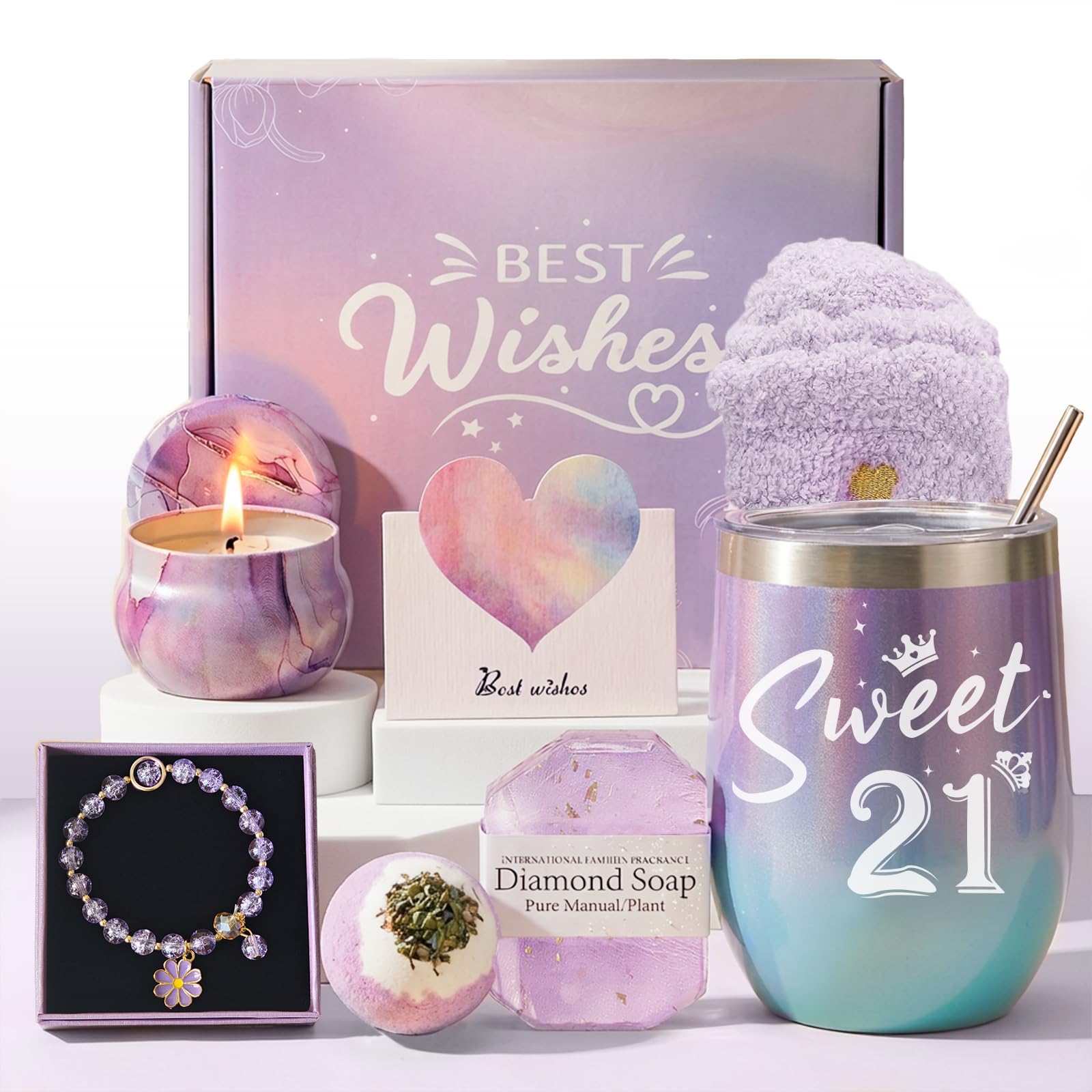 21st Birthday Gifts for Her | Sweet 21st Present Set for Girls Turning 21 - Gift Ideas for Sister, Friend, Daughter, Bestie