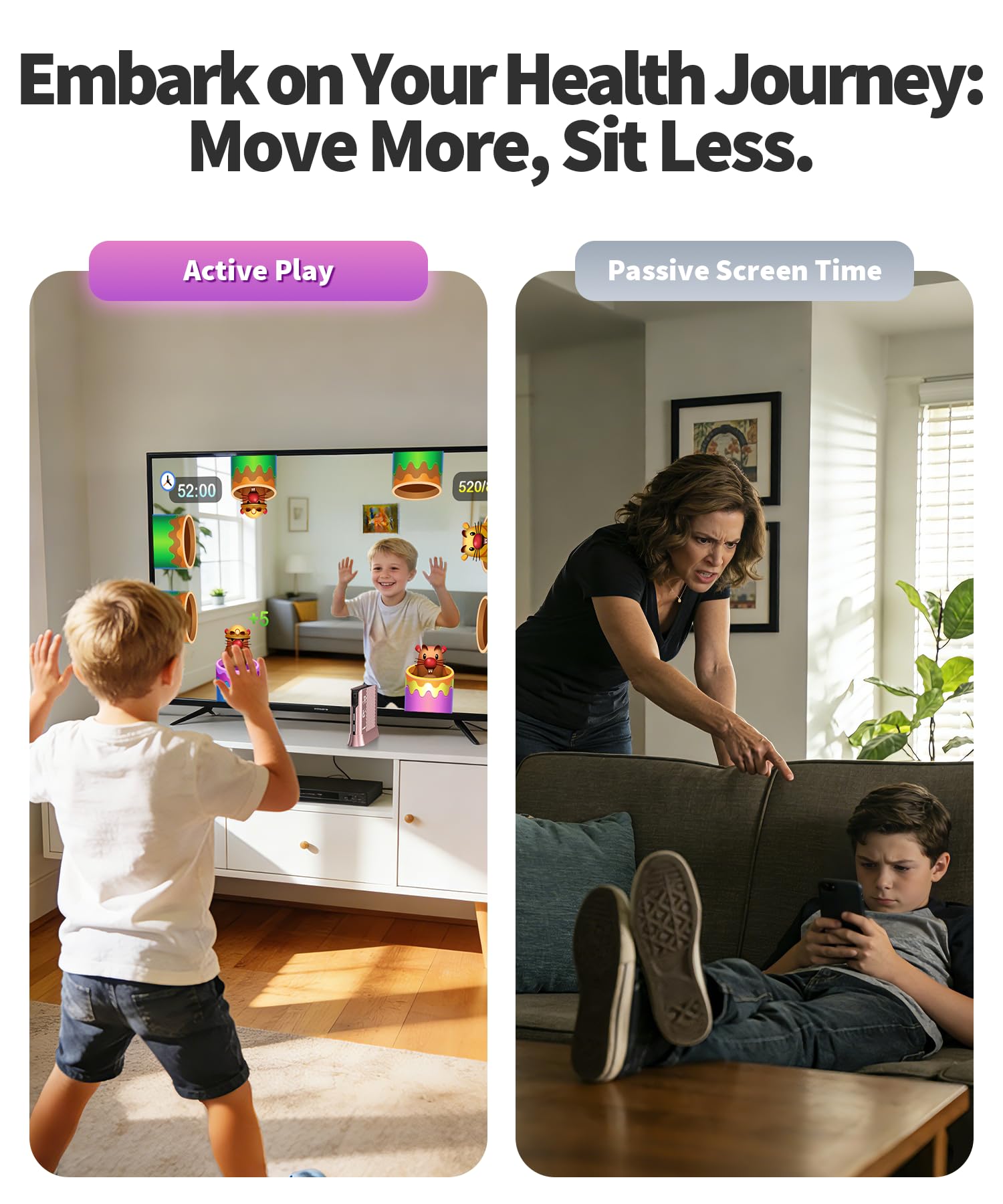 Console di Gioco con Controllo del Movimento per Bambini, Sistema Videogiochi Plug & Play per TV, Giochi Attivi Indoor e Divertimento per Famiglia, Ideale per Serate di Gioco e Feste