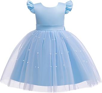Weileenice Flower Girls Tulle Dress Kids Bridesmaid Wedding Party Birthday Communion Princess Tutu Dresses