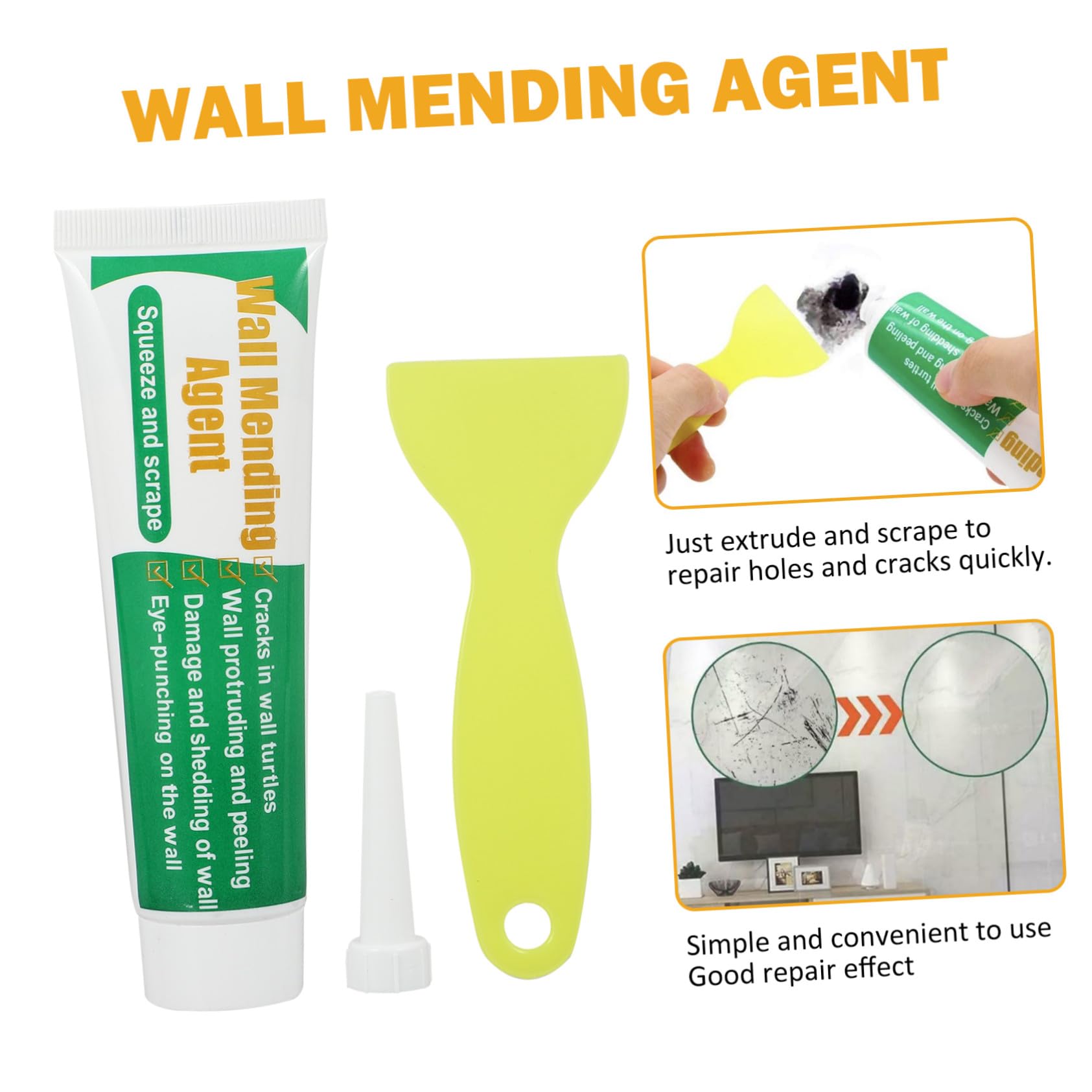 Toddmomy Set 2 Pezzi Crema Riparatrice per Muri Verdi Spatola in Plastica, per Pareti Screpolate e Crepe, Copertura Graffiti e Macchie, Riparazione Rapida