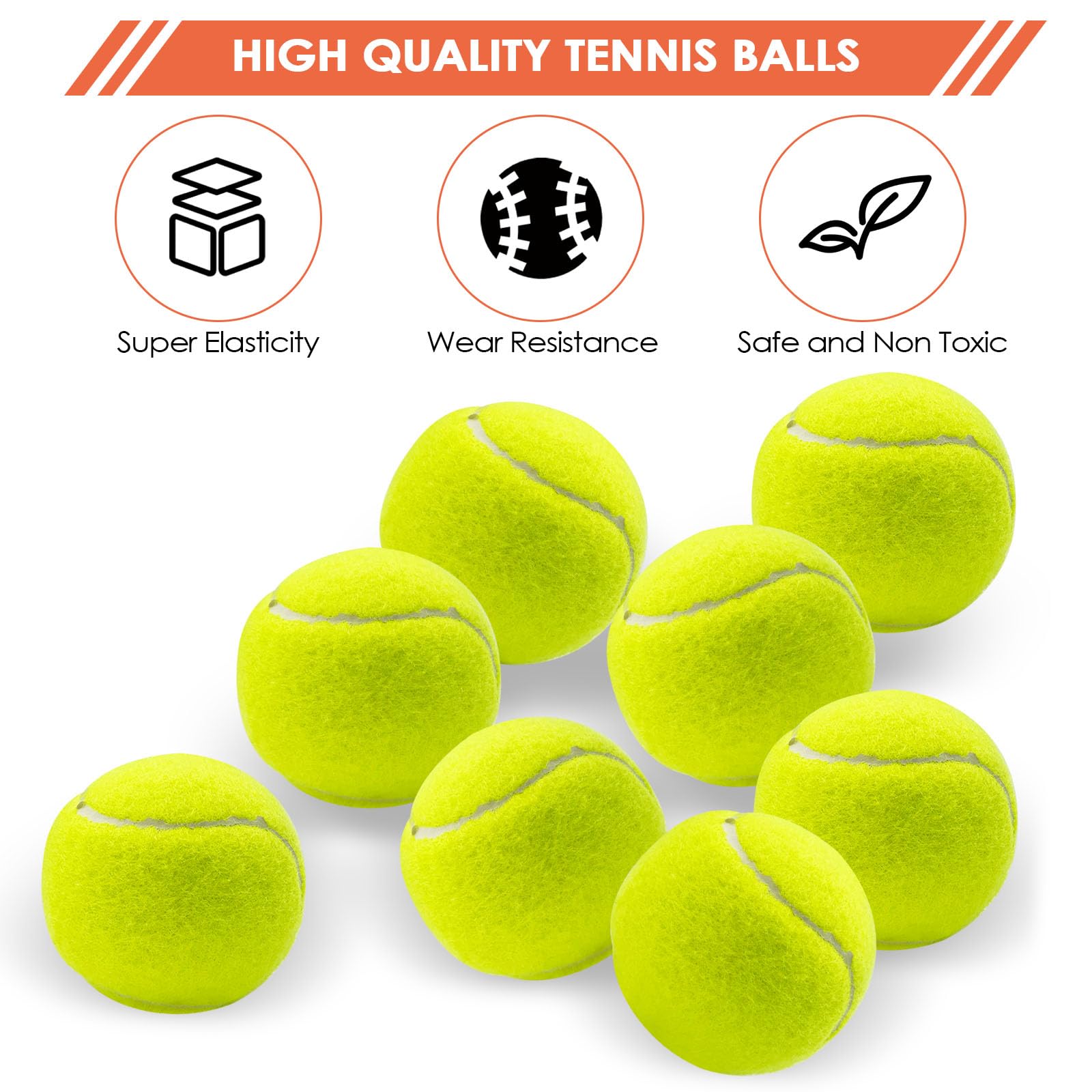 Balles de Tennis Jaune 12 Pièces pour Entraînement Débutants Adultes Enfants Chiens