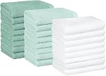 Amazon Basics face Towels for bathroom, 100% Cotton Extra Absorbent washcloth , Fast Drying - salon towel - 24 Pack Petal Pink (12 x 12 inches)