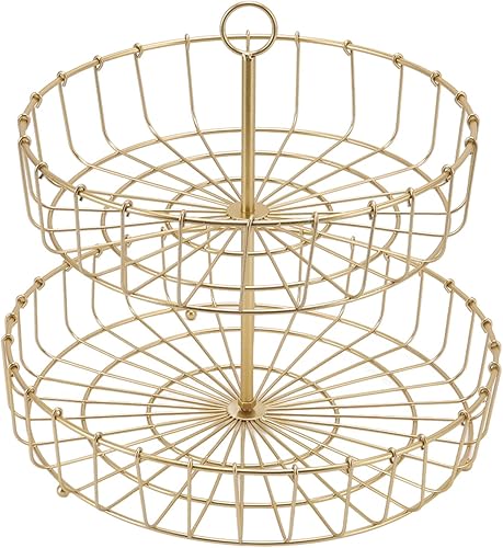 Cesta de frutas, frutero redondo de 2 niveles, soporte de almacenamiento para pan de frutas, soporte de almacenamiento multiusos para encimera de