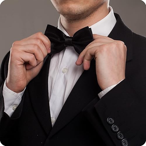 Miniatura 2 de BG - Corbatas clásicas de satén de poliéster para hombre para esmoquin de traje - Docenas de colores Negro talla única