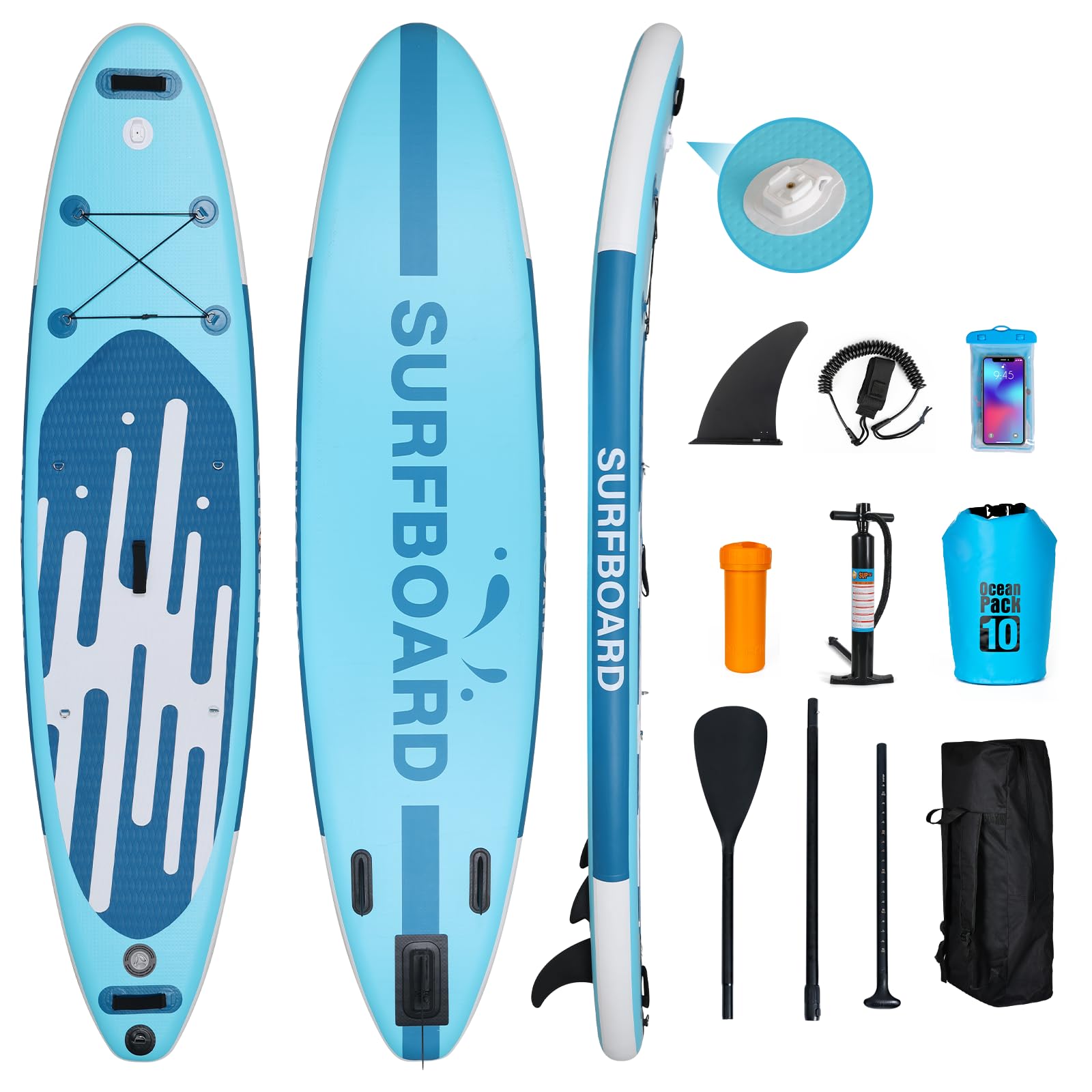 ARTETHYS SUP Paddle Board, 11ft Stand UP Paddle Board Inflatable with SUP Accessories, Adj Paddle, Pump, Backpack, Leash, Waterproof Bag, Non-Slip Deckpad for Adults, Blue