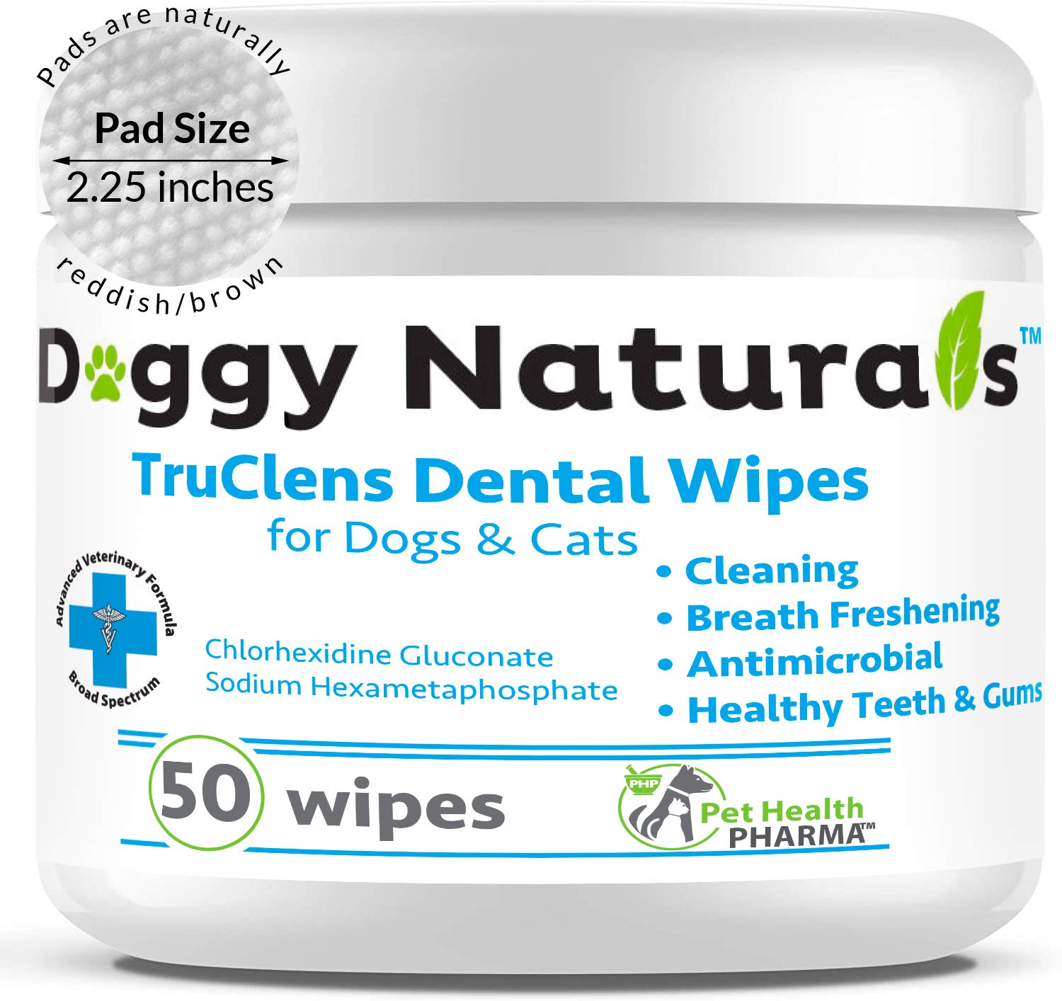 Dental Wipes for Dogs and Cats Pads with Chlorhexidine and Sodium