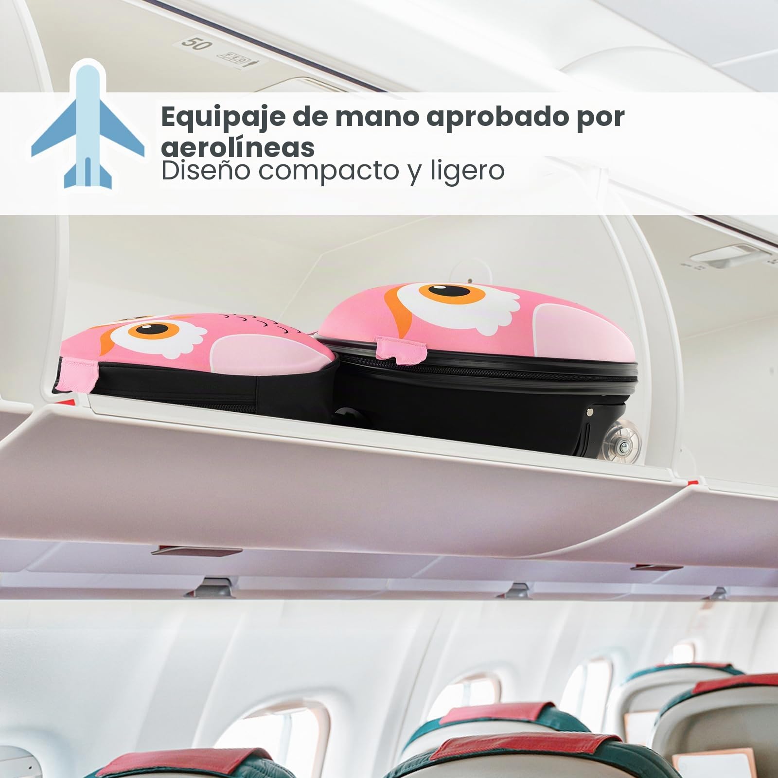 SOARS Juego de Maleta Infantil Niños, 16 '' Maleta + 12 '' Mochila, Maleta Cabina Ruedas y Asa Telescópica, Aprobado por Aerolíneas, Equipaje de Mano (Búho)