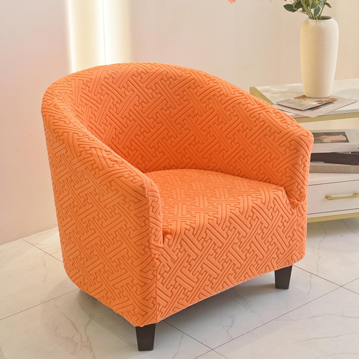 Orange,Club Chair Cover*1, Soft Club Chair Slipcover Stretch Barrel Chair Covers Tub Chair Slipcovers Removable Armchair Sofa Cover Tub Sofa Cover Furniture Protector for Living Room Washable