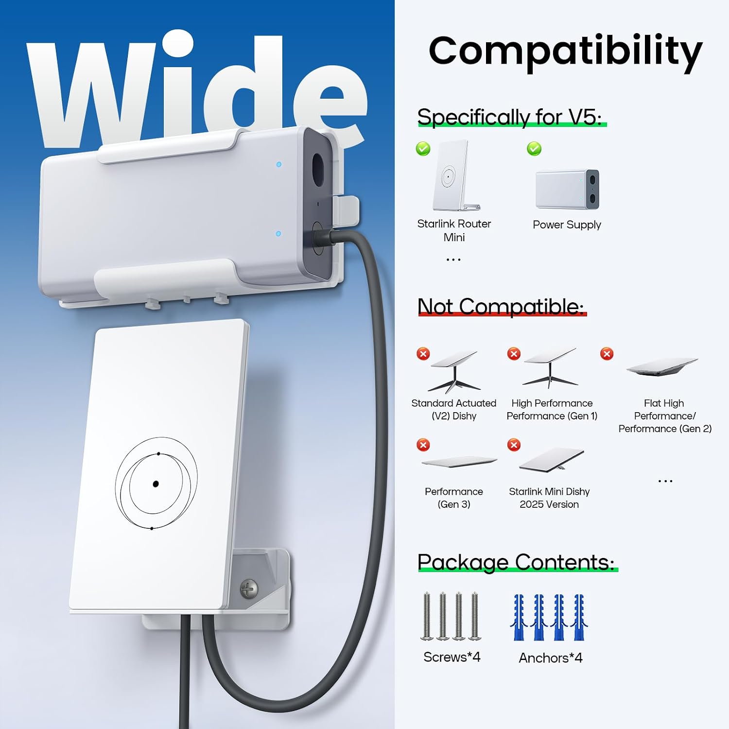 2-in-1 Wall Mount for Starlink V5 Router (UTR-251) & Power Supply