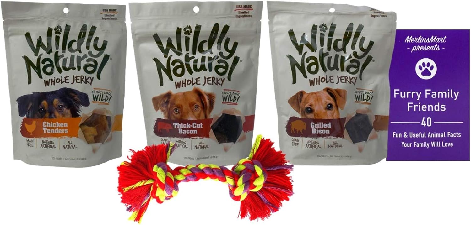 Wildly Natural Whole Jerky Dog Chews 3 Flavor Variety (1