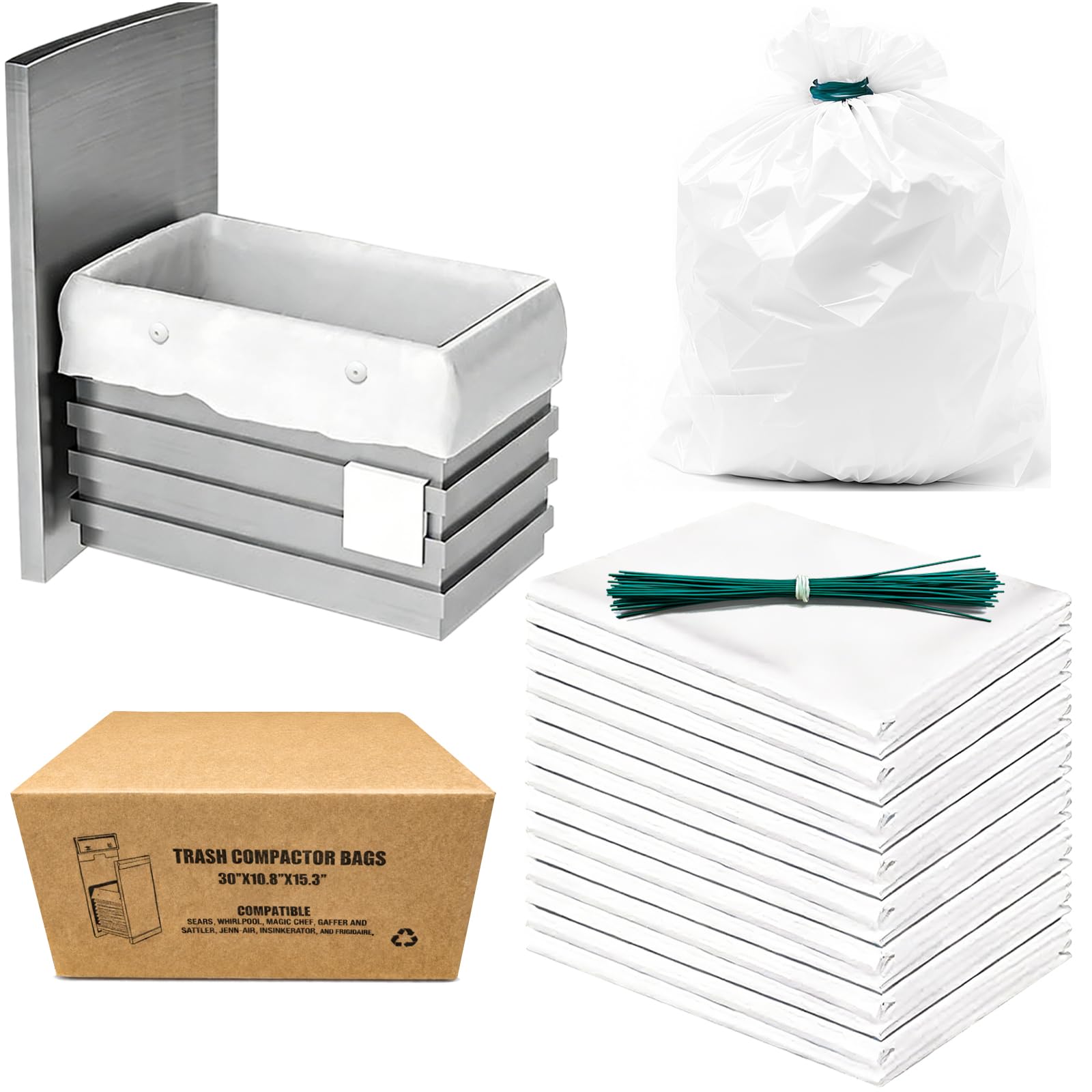 Photo 1 of 2.6 MIL Thickened Trash Compactor Bags for Kitchen, Puncture Resistant, 30p