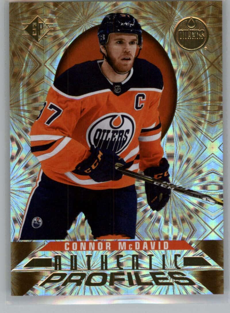 2020-21 Upper Deck SP Authentic Profiles Pyrotechnic Gold #AP-1 Connor McDavid Edmonton Oilers Official NHL Hockey Card in Raw (NM or Better) Condition