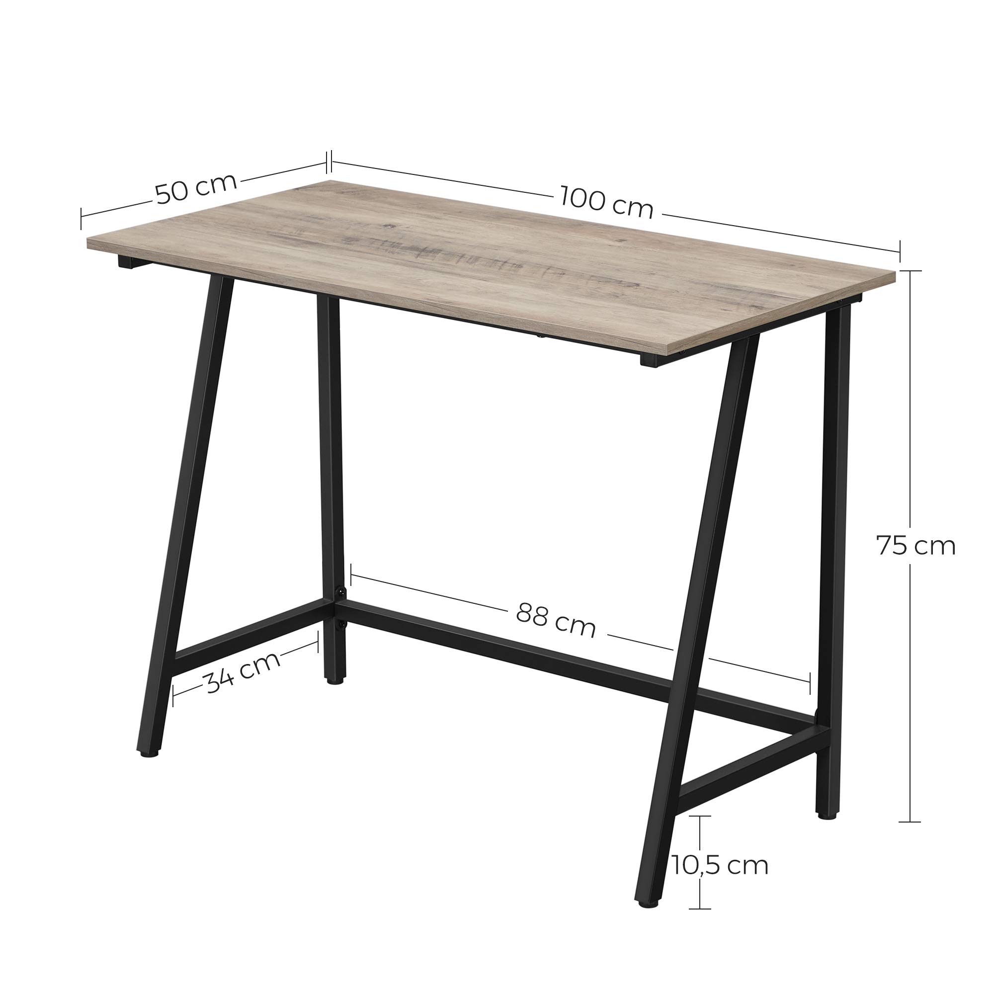 VASAGLE Scrivania per Computer, Legno ingegnerizzato, Greige, 50P x 100l x 75H cm