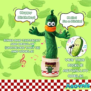 Interactive Baby Toys Dancing Talking Pickle Toy Repeats What You Say | Gift for Baby Toddler Boys Girls, 120 Songs & LED Lights, Repeats Your Voice with Funny Tone, Adjustable 5-level Volume