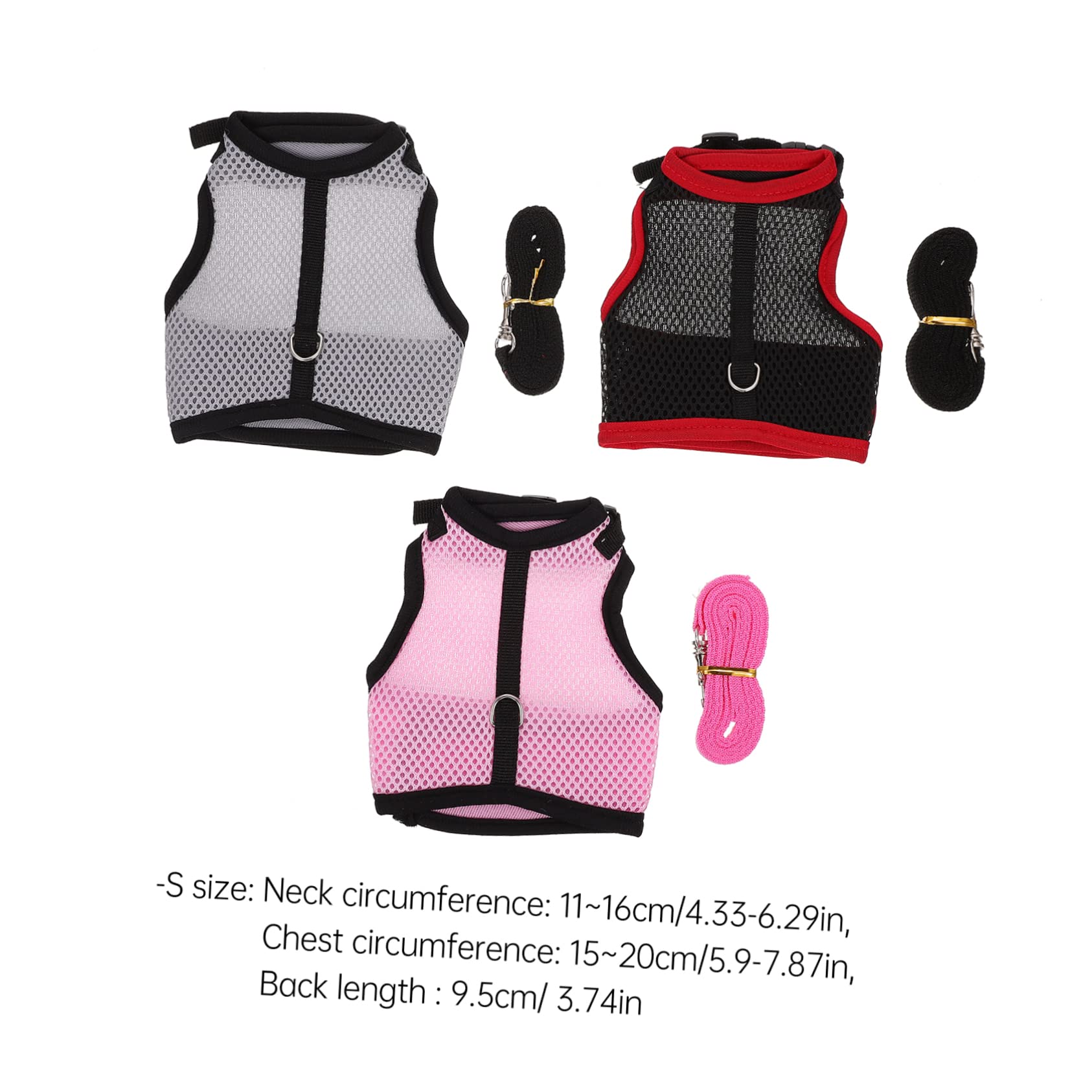 GALPADA 3Sets Pet Harness and Leash for Small Animals Lightweight Bunny Vest with Fit Soft Mesh Design for Guinea Pigs Rabbits and Ferrets Grey