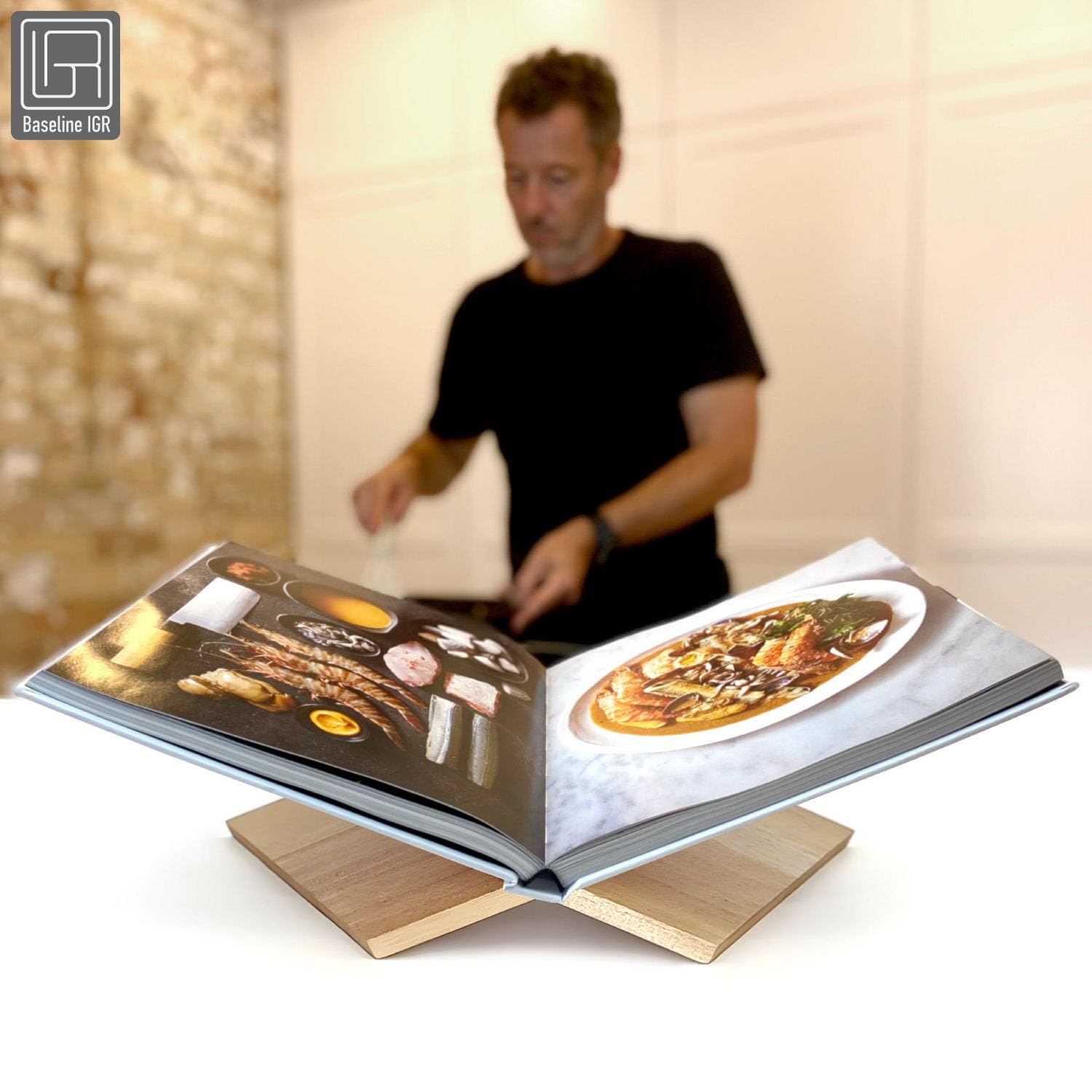 Grand support de livre en bois d'acajou naturel, 31,8 x 24,1 x 14 cm, support de livre ouvert pour affichage et lecture, livres de cuisine, livres d'art, bibles, magazines – Maison et bureau