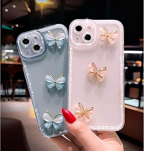Miniatura 5 de Funda protectora de TPU con diamantes de imitación de mariposa única para iPhone 14, 13, 12, 11, 8, 7 X, XS, XR, Plus, Pro Max, creativa, moderna,