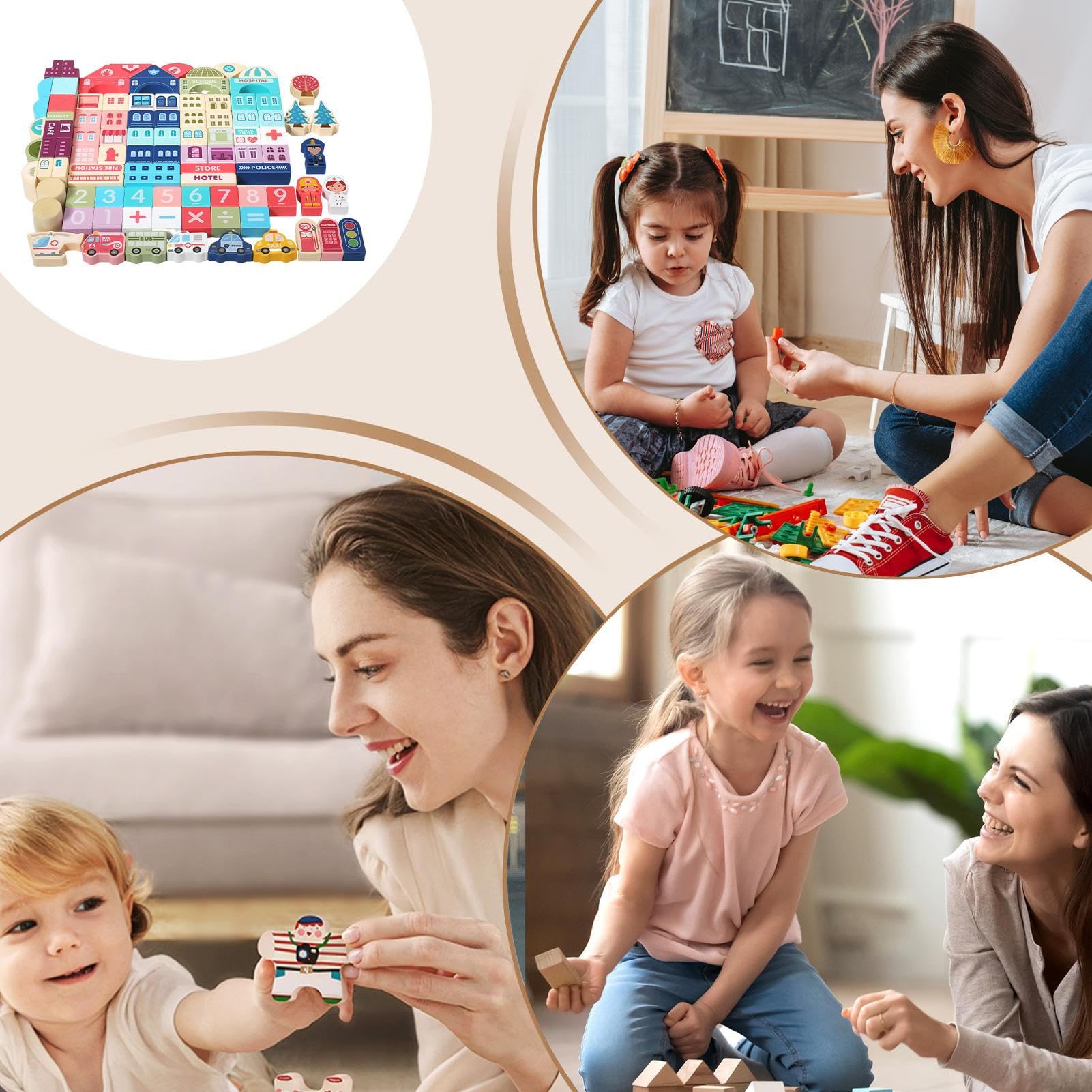 Bloques de construcción de la ciudad, escenarios de construcción de escenas | Lindos juguetes de asamblea para niños, ladrillos de escena portátiles estable