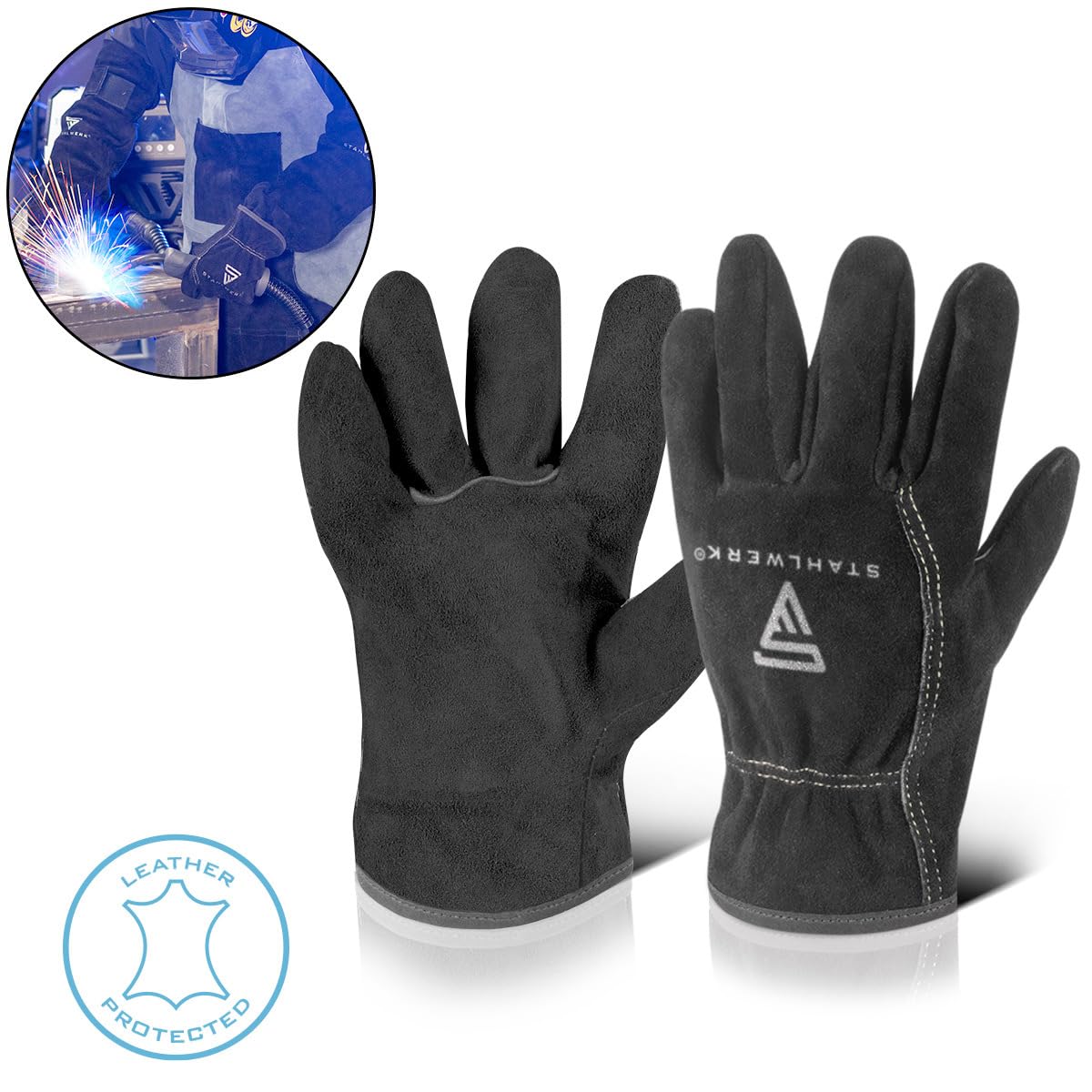 STAHLWERK Schweißerschutzkleidung-Set mit Schweißerschürze und Handschuhen