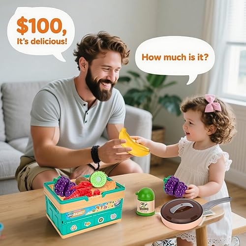 Miniatura 8 de Juego de cocina de 80 piezas para niños pequeños, juego de utensilios de cocina para niños con ollassartenesalimentosfrutasverdurasmanta de