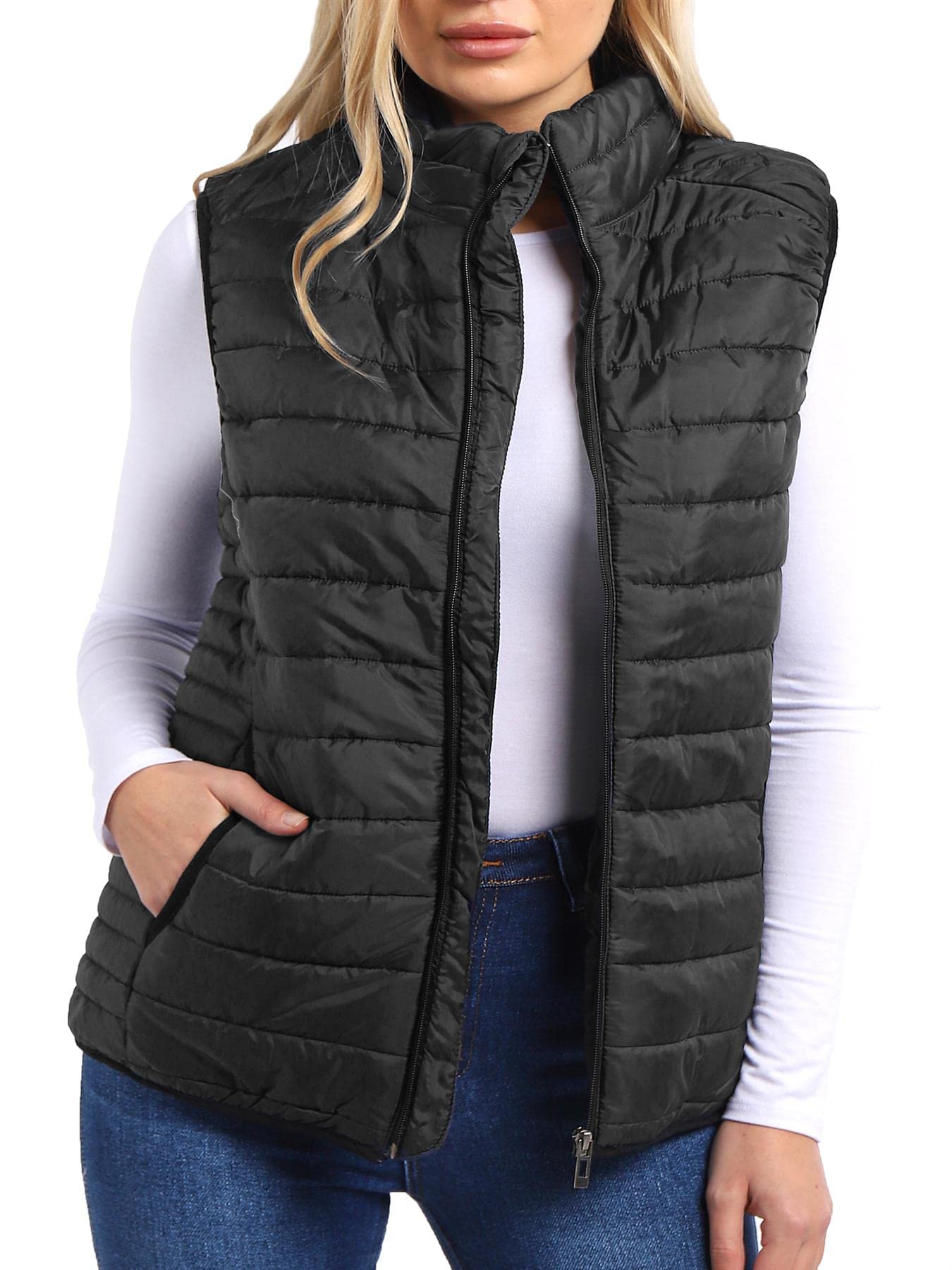 SS7 Womens Gilet Bodywarmer Jacket Quilted Waistcoat Plus Sizes Black
