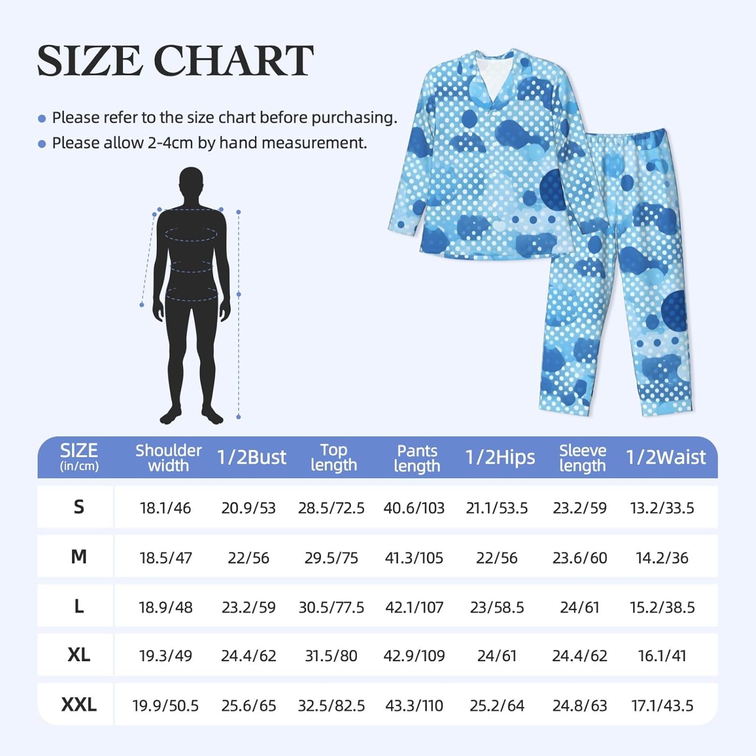 Blue Polka Dot Print Print Luxurious Mens Pajamas Set,Soft Breathable Pajamas, Perfect For Winter Christmas