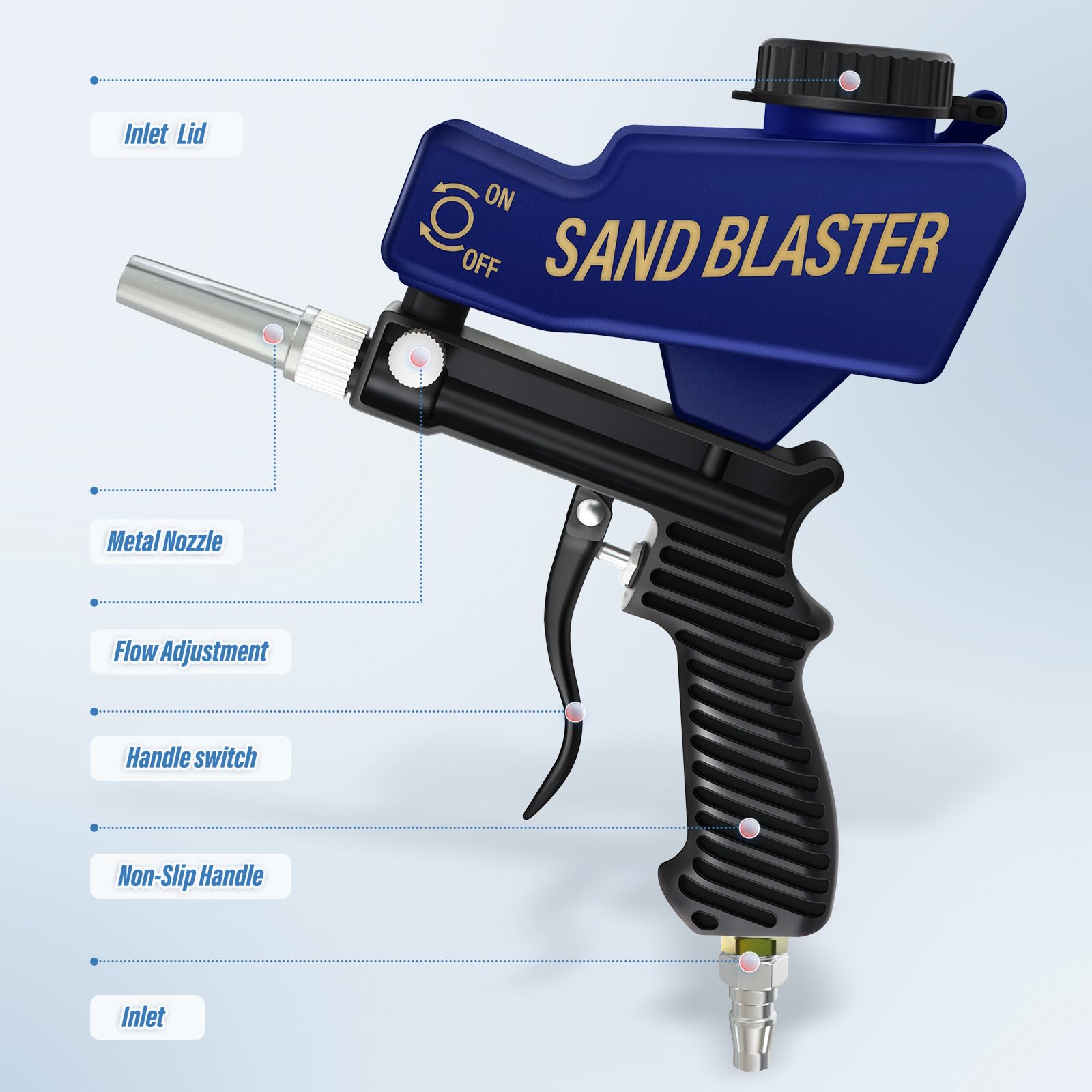 Pistolet De Sablage Portable Pour Compresseur - Sableuse Air Élimine Peinture Et Rouille - Buse Acier
