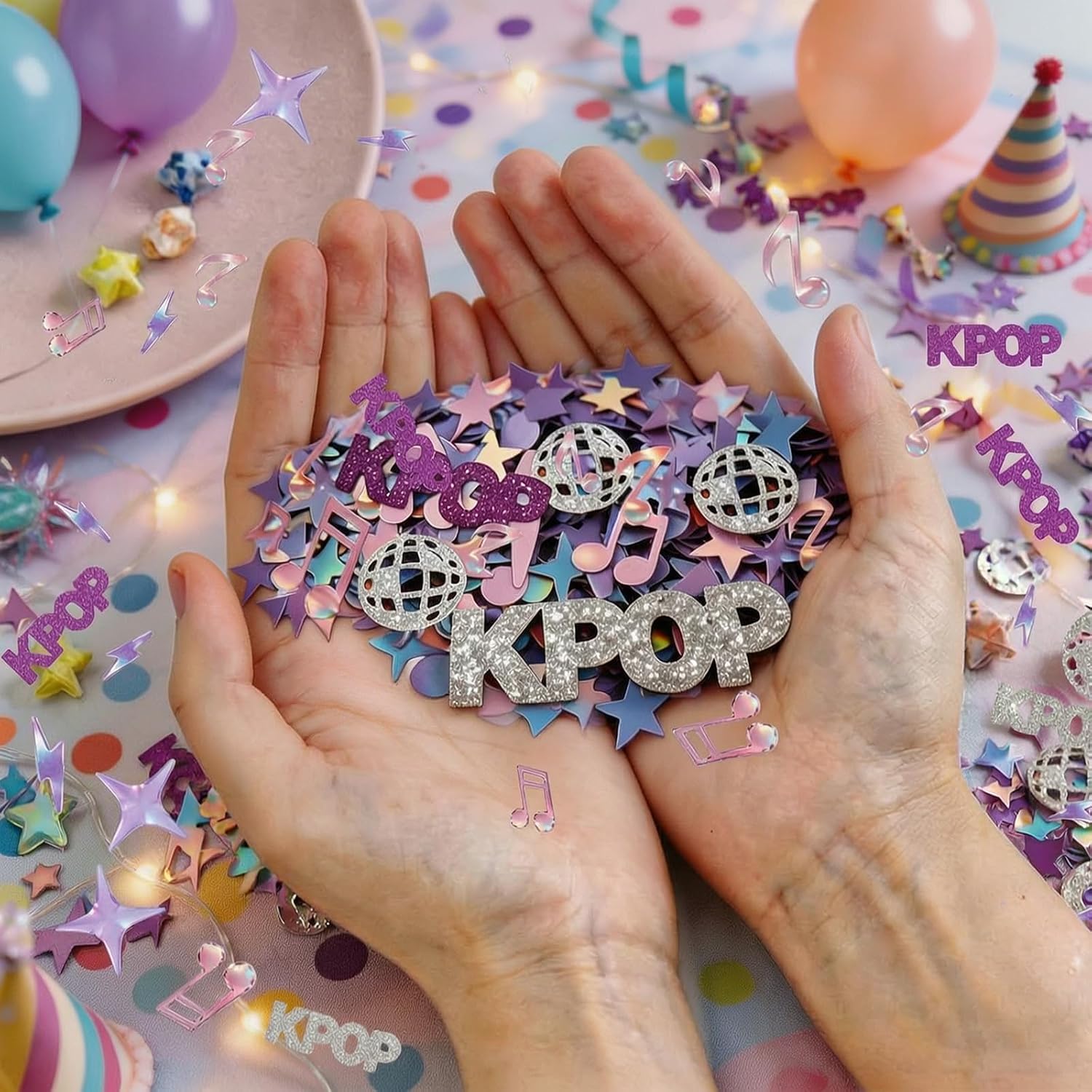 500Pcs Kpop Theme Confetti, Laser Foil Music Note Holographic Party Scatter