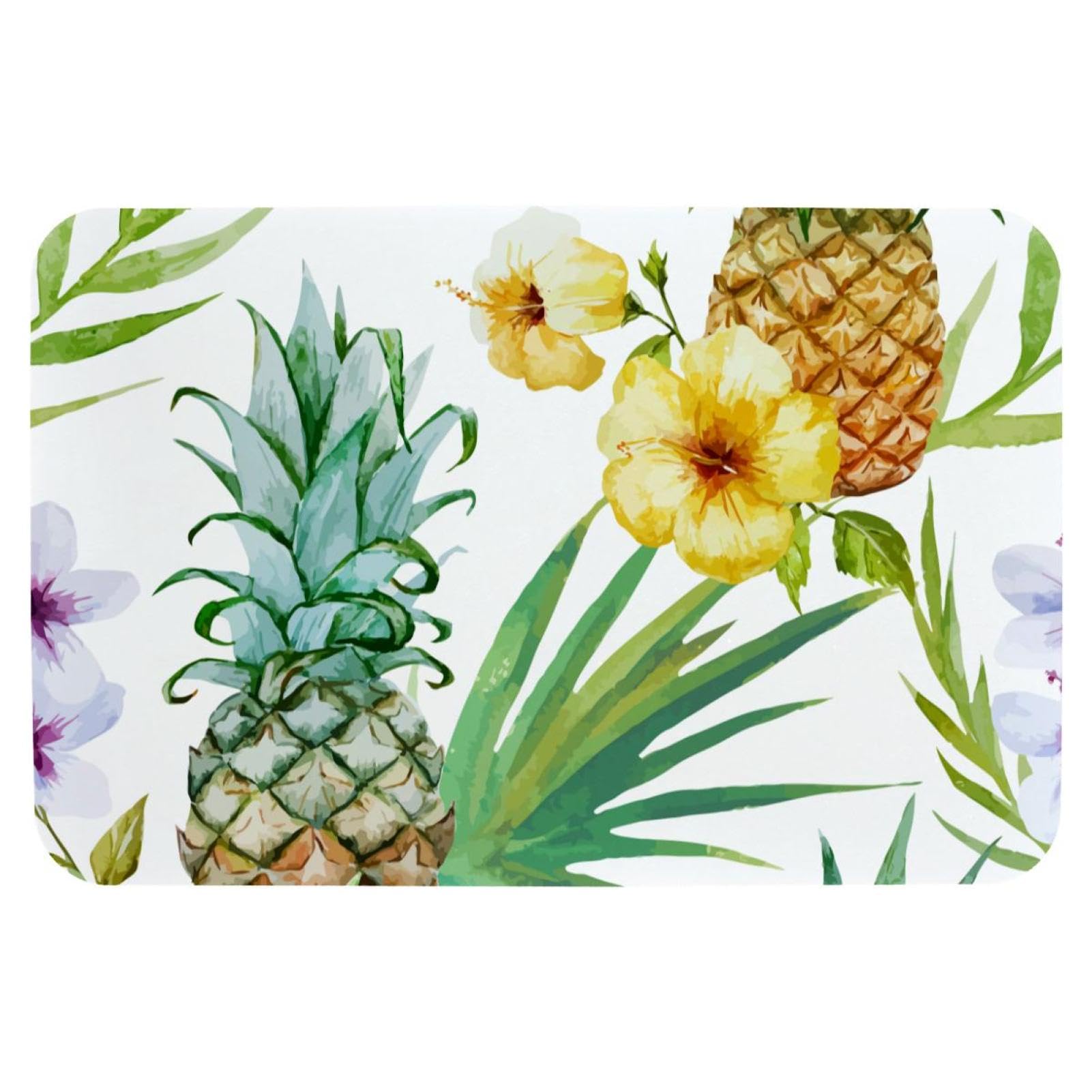 Tapis de bain absorbant fleur d'ananas lavable en machine pour baignoire