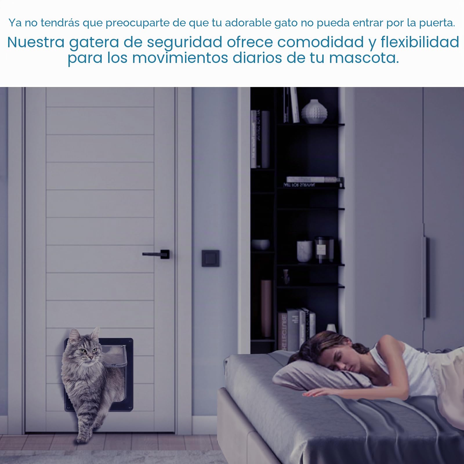 Roxanex Puerta grande para gatos, solapa grande de 19,5 cm x 18 cm, fácil de instalar, bloqueo de 4 vías con imán, puerta de seguridad para mascotas, solapa para gatos resistente a la intemperie para